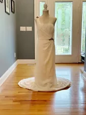 White Vera Wang Ivory White One Shoulder Greek Goddess Wedding Dress