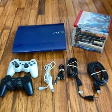 Sony PlayStation 3 PS3 250GB Azurite Blue Console System Bundle Japanese Tested