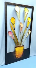 28" Metal Torch Cut Brutalist Metal Wall Art Flower Canna Calla Lily Lilies