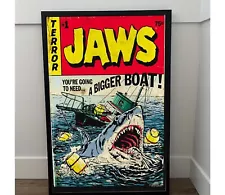 Jaws Movie Retro Comic Shark Poster