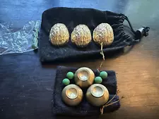 Brass / Gold-plated walnuts for Three Shell Game - plus mini Cups & Balls