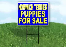 Norwich Terrier PUPPIES FOR SALE YELLOW BLUE Yard Sign Road with Stand LAWN SIGN