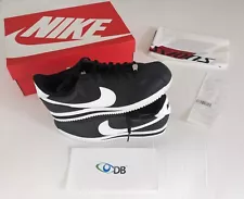 U.S. Mens 10.5 Nike Cortez Basic Leather Black/White + Retail Bag & Sale Receipt