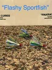 3 Pak 2” Trolling Peanut Fly Coho Salmon Pakrat Lures different colors