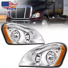 For 2008-2016 Freightliner Cascadia Halogen Chrome Headlights Headlamps Pair (For: 2009 Freightliner Cascadia)