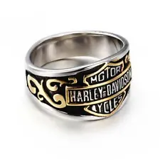 Harley Davidson Motor Cycles Ring Men's Golden Handmade