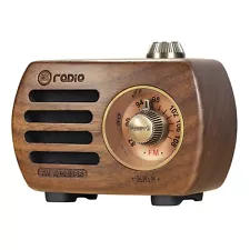 Wood Retro FM Radio Bluetooth Mini Portable Wooden Old Vintage Radio Speaker,...