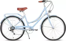 AVASTA Hybrid Bike for Women Female Step through 26 Inch Hi-Ten Steel Frame Ligh