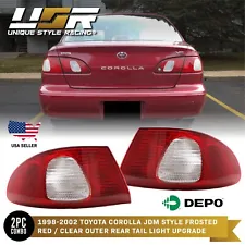 JDM Red / Clear Rear Outer Pair Rear Brake Tail Lights for 98-02 Toyota Corolla