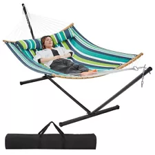 2–3 People Padded Hammock & Universal Stand Set w/ Pillow and Carry Bag Outdoor