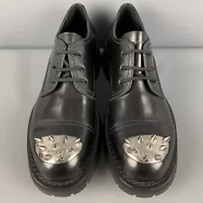 ALEXANDER MCQUEEN Size 12 Black Silver Spikes Leather Lace Up Shoes