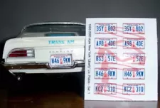 1986 - 2000 NEW YORK LIBERTY miniature LICENSE PLATES for 1/25 scale MODEL CARS