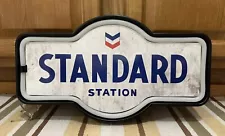 Standard Gas Station Sign LED Light Oil Garage Parts Vintage Style Wall Decor