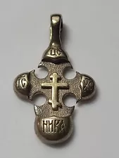 ORTHODOX CROSS STERLING SILVER GOLD Plate 14k Russian Cross