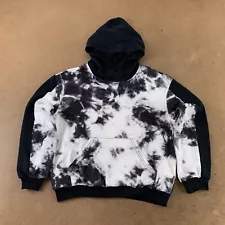 Shein Boys Size 10 Black & White Tie Dye Kangaroo Pocket Pullover Hoodie New