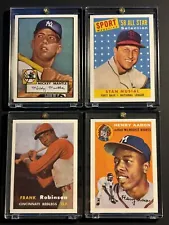 MANTLE ROBINSON MUSIAL AARON LOT (4) 1991 TOPPS PROMOTIONAL BASEBALL CARDS