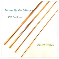 (4 section) ZHUSRODS Flame Bamboo Fly Rod Blanks 7'6"~5 wt/Fishing Rod Building