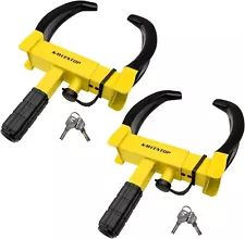 2PCS Universal Wheel lock Clamp Fit Trailers SUV Golf Carts 3 Keys Black Yellow