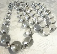 Antique Estate Pool of Light Sterling Silver 56 Orbs Crystal Ball Necklace Rare