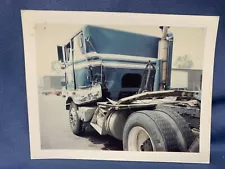 Diesel Truck Wrecked Semi Smashed Up on Side of Cab Polaroid 1970's