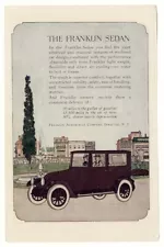 FRANKLIN Sedan 1919 Auto Car Ad TWO DOOR Driving Through Town