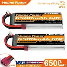 2pcs 11.1V 3S 6500mAh LiPo Battery 60C Deans for RC Helicopter Quad Car Boat FPV