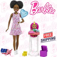 Barbie African American Dolls & Playset with Babysitting Color Changing Baby