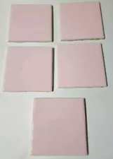 Reclaimed Light Pink Ceramic Tile 5 Pieces 1960s 4 1/4" Vintage L10