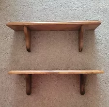 2 Vintage Solid Wood Wall Mounted Shelves ~ Farmhouse Decor • 18"L x 5"W x 5½"H