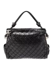 CHANEL Authentic Mademoiselle Quilted Chain Caviar Black Bowling Bag Serial #