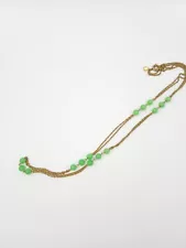 J. Crew gold chain with green beads can be doubled for layering