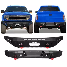 MARSITTER Front/Rear Bumper W/Winch Plate&Lights For 10-14 Ford F150 SVT Raptor