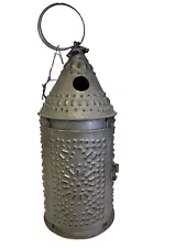 Antique Punched Tin Paul Revere Style Candle Lantern