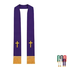 Clergy Stole with Golden Cross Pattern Church Pastor Stole Catholic Priest Stole