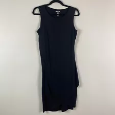 Wool& Wooland Fitted Crossover Tank Dress Size M Sleeveless Black Merino