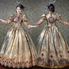 Women Medieval Marie Antoinette Rococo Victorian Long Dress Mary Party Costume