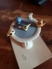 Vintage Hagen Renaker Miniature Bird Bath Figurine with 5 birds