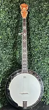 MASTERCRAFT 5-STRING BURLED MAPLE RESONATOR BANJO W/ CASE REMOheadLock&key Case