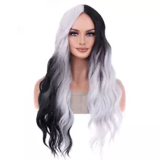 New ListingBlack White Wig Long Wavy Wigs Black White Wigs for Women Long Curly Wig