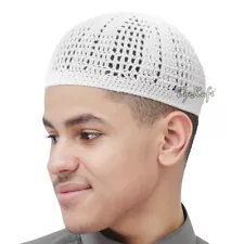 ON SALE! White Skull Cap Cotton Kufi Soft Cotton Prayer Beanie Crocheted Knitted