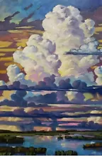 Hawkins Clouds Large 36" water sky Art Painting Impressionism Special SALE