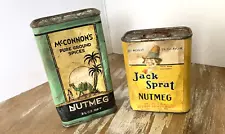 Vintage farmhouse kitchen decor nutmeg spice tins boxes Jack Sprat & McConnon's