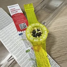 NEW✅ Swatch Yellow Lemon Profond Skeleton Dial Translucent Lemon Yellow Watch