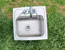 Stainless steel Drop-in Sink w/ Faucet Restaurant Food Truck Shop Laundry Room