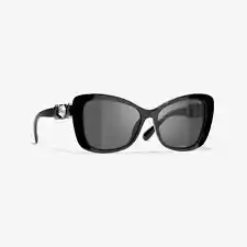 Chanel CH 5445H 501/S4 Women's Black Frame / Gray Lens Butterfly Sunglasses