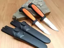 2 Pc Lot Mora Morakniv Basic 546 Stainless Black & Orange Camp Knife 02206