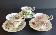 Royal Albert Teacups Flower Of The Month DEC-MAY-JUNE Vintage Good Condition