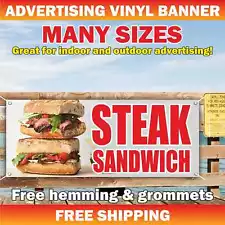 STEAK SANDWICH Advertising Banner Vinyl Mesh Sign Flag Burgers Subway Fast Food