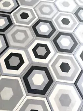 10.2 x11.4 Mama Mia Pattern Hexagon Gris Porcelain Tile Floor Wall (BOX OF 9)