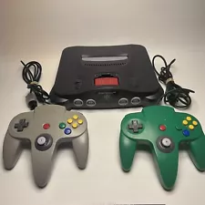 Nintendo 64 (N64) Console With 2 Controllers Tested No AV Or Power Cord TESTED